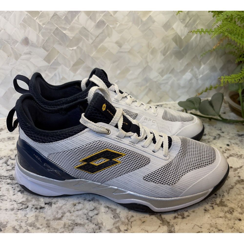 Lotto Men's Mirage 200 Speed Tennis Shoes White blue‎ Yellow size 8 US athletic